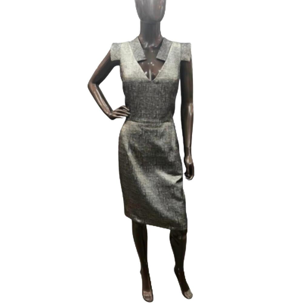 NEW ELENI ELIAS metallic foil cocktail dress in antique gold